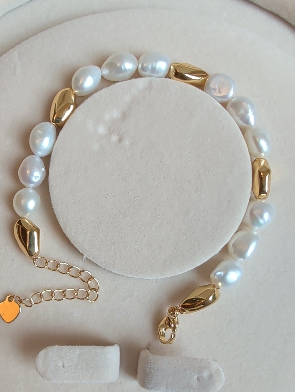 Gold and White Pearl Bracelet - Elegant Women’s Jewelry